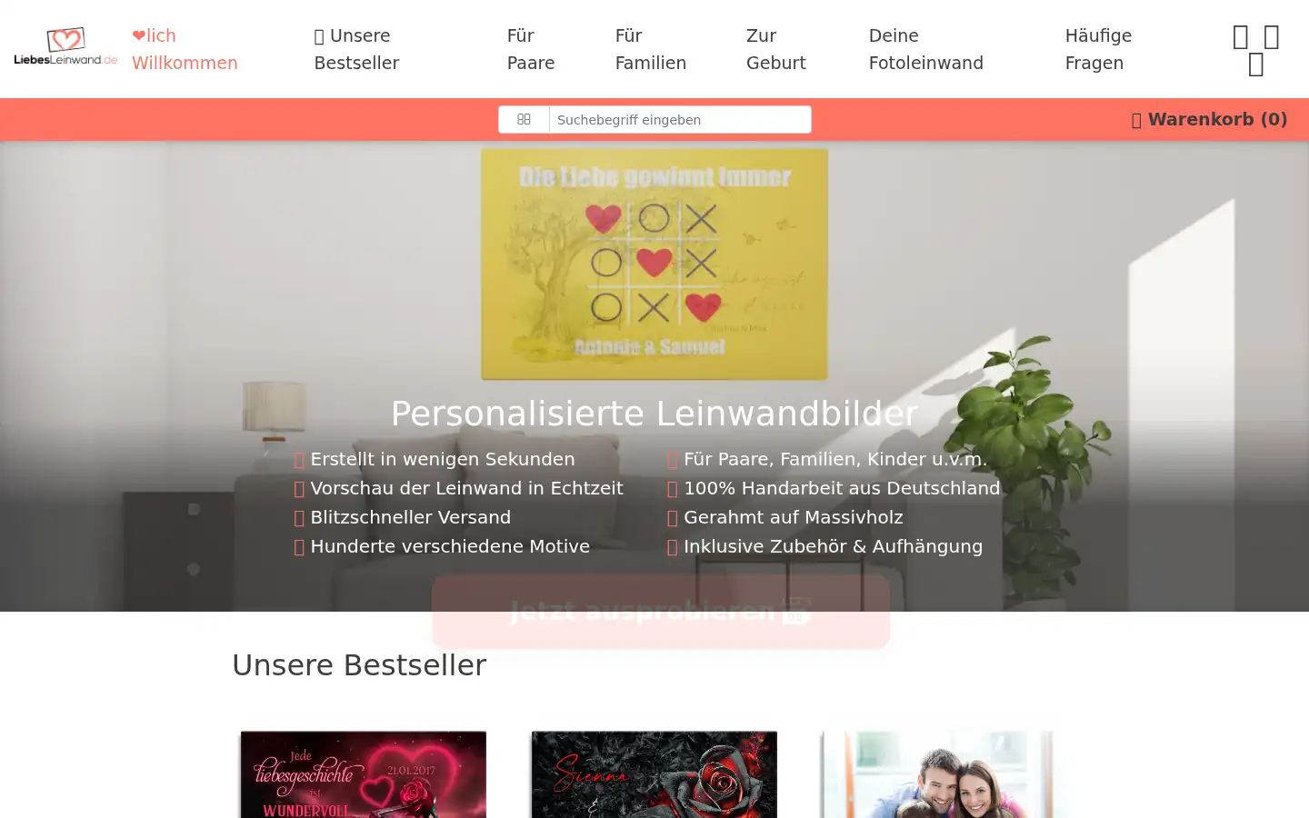 Screenshot of liebesleinwand.de