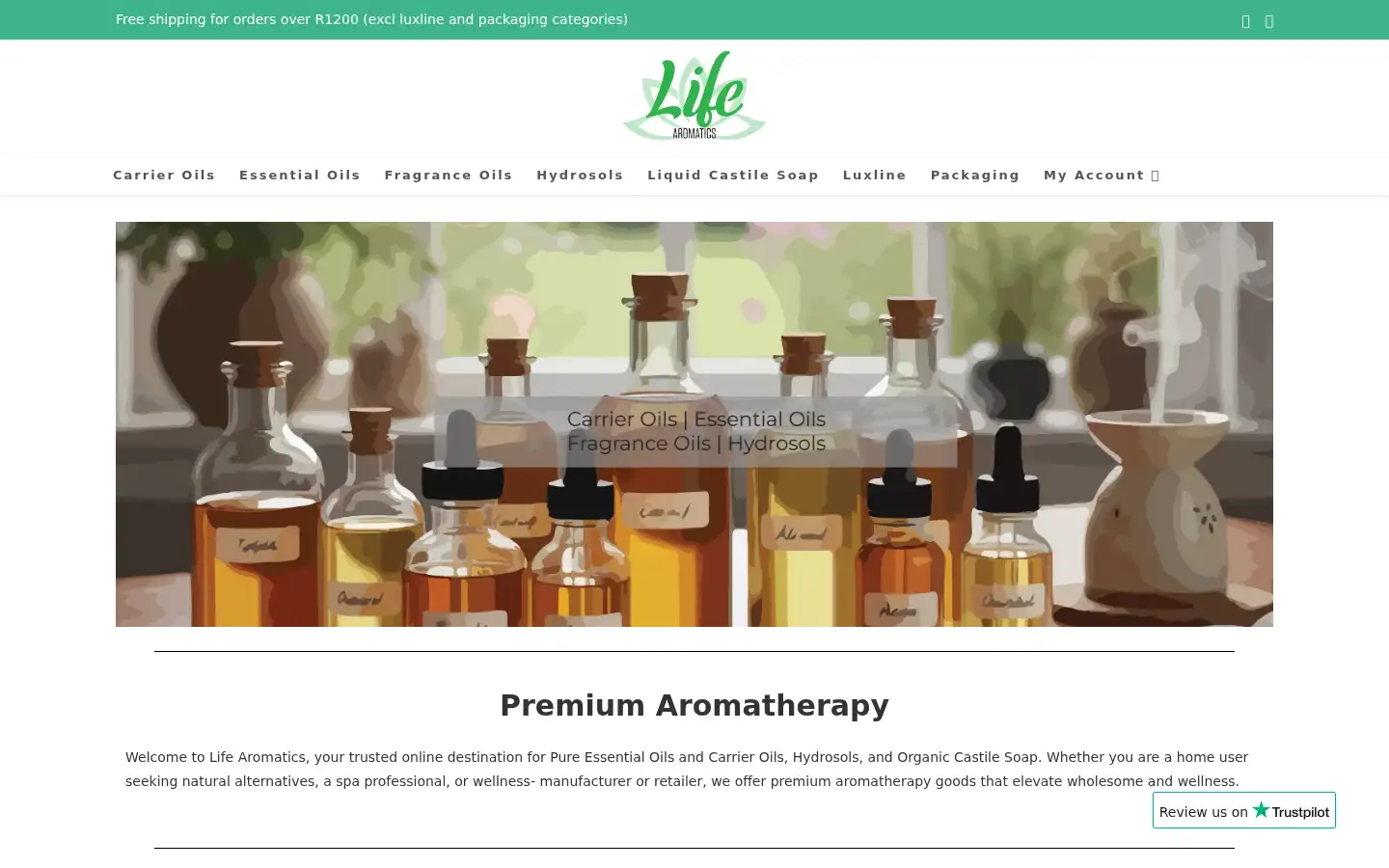 Screenshot of lifearomatics.co.za