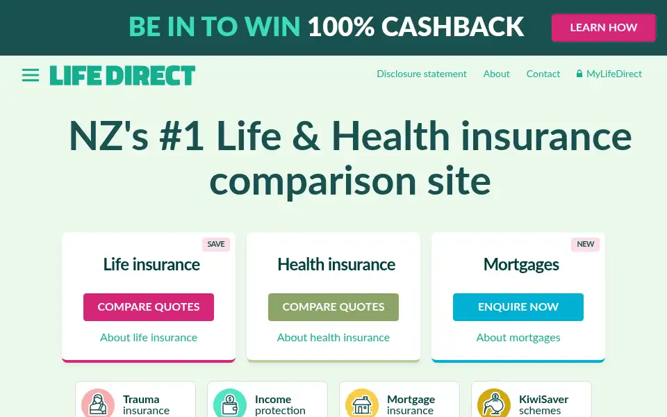 Screenshot of lifedirect.co.nz