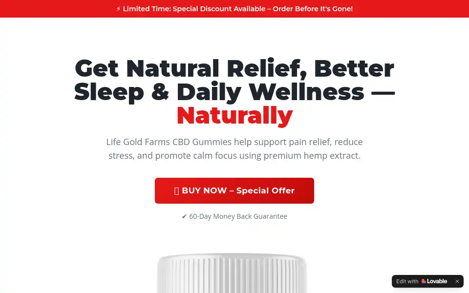 Screenshot of lifegoldfarms.lovable.app