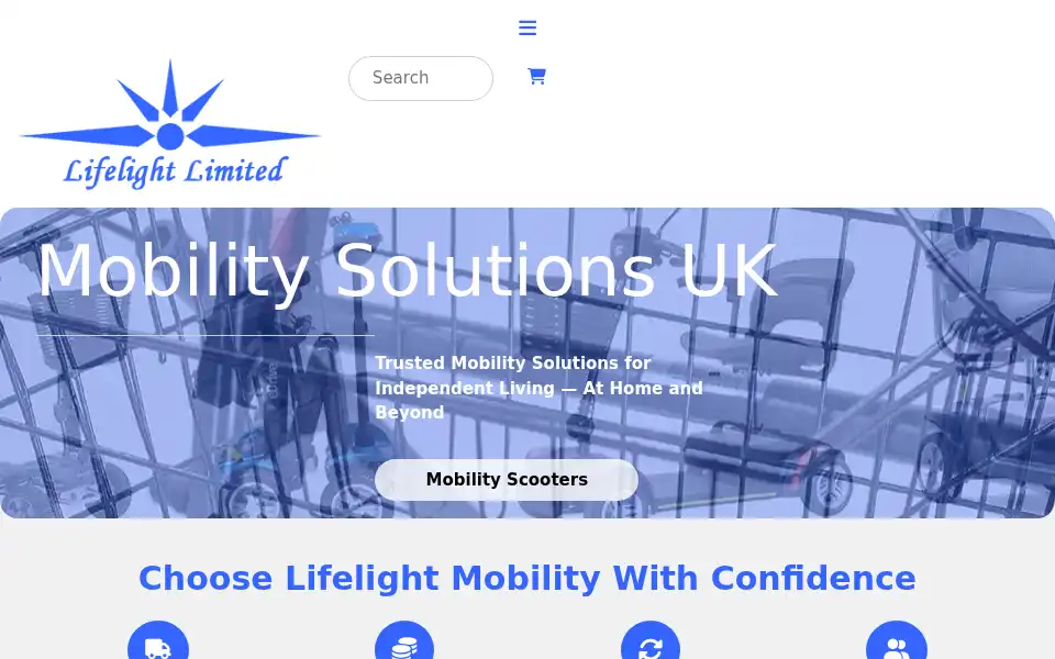 Screenshot of lifelightmobility.co.uk