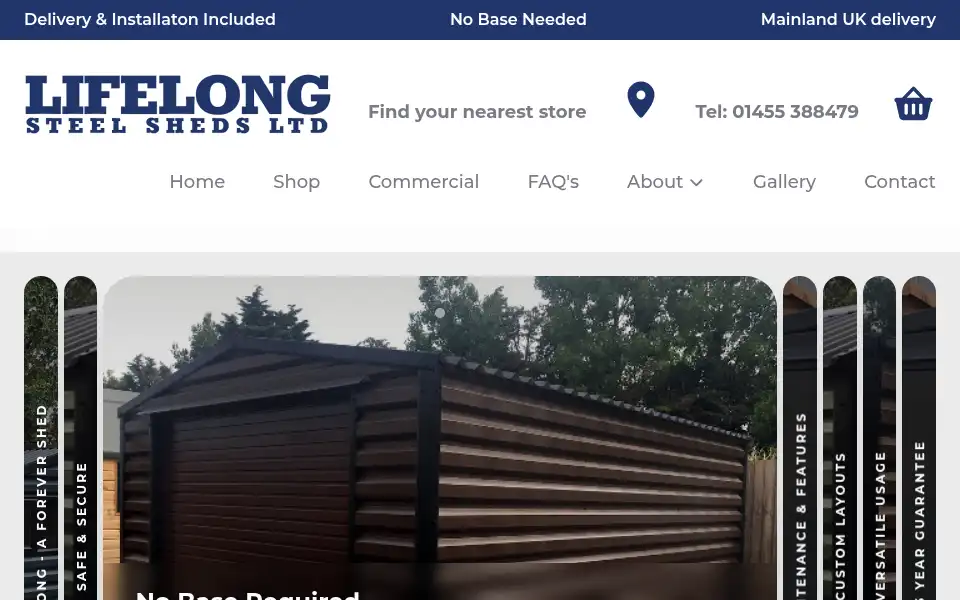 Screenshot of lifelongsteelsheds.co.uk