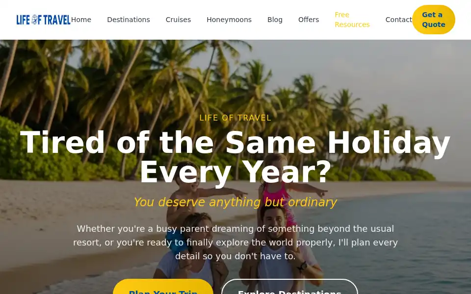 Screenshot of lifeof.travel