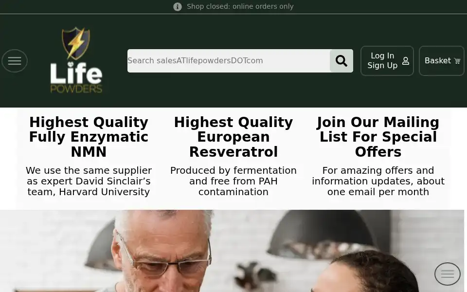 Screenshot of lifepowders.com