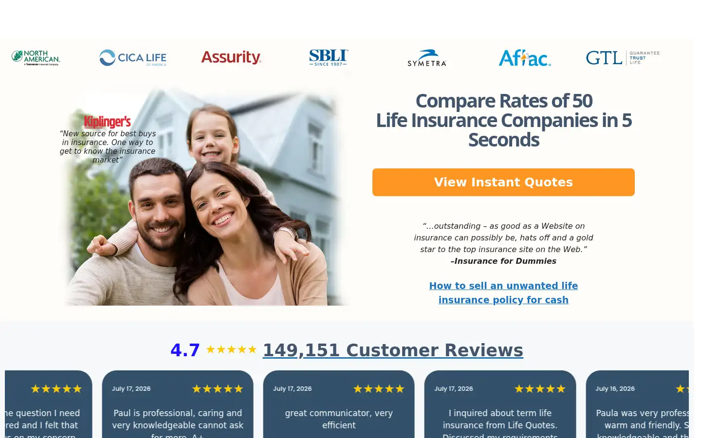 Screenshot of lifequotes.com