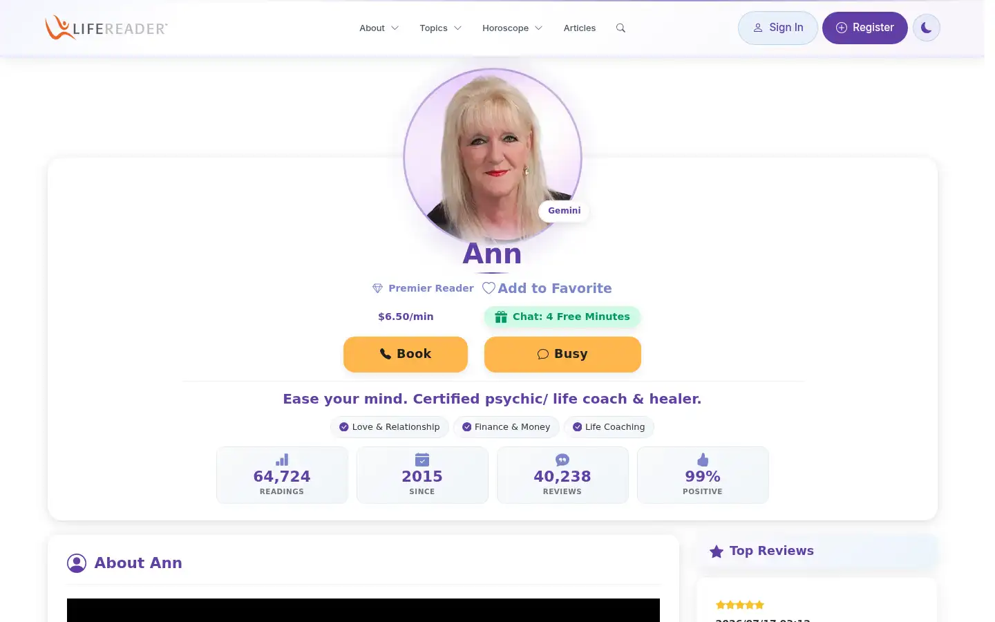 Screenshot of lifereader.com
