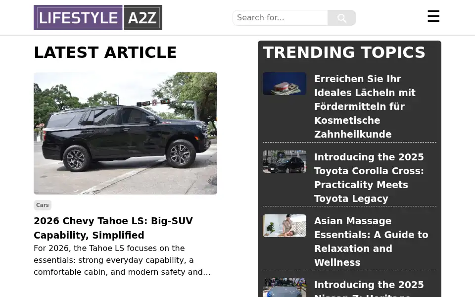 Screenshot of lifestyle-a2z.com