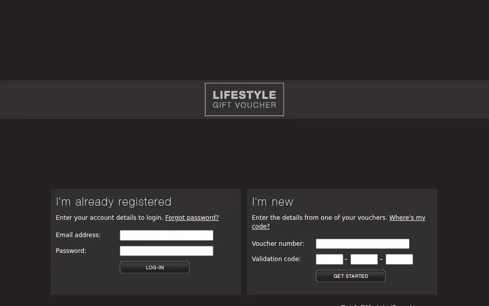 Screenshot of lifestylegiftvoucher.com