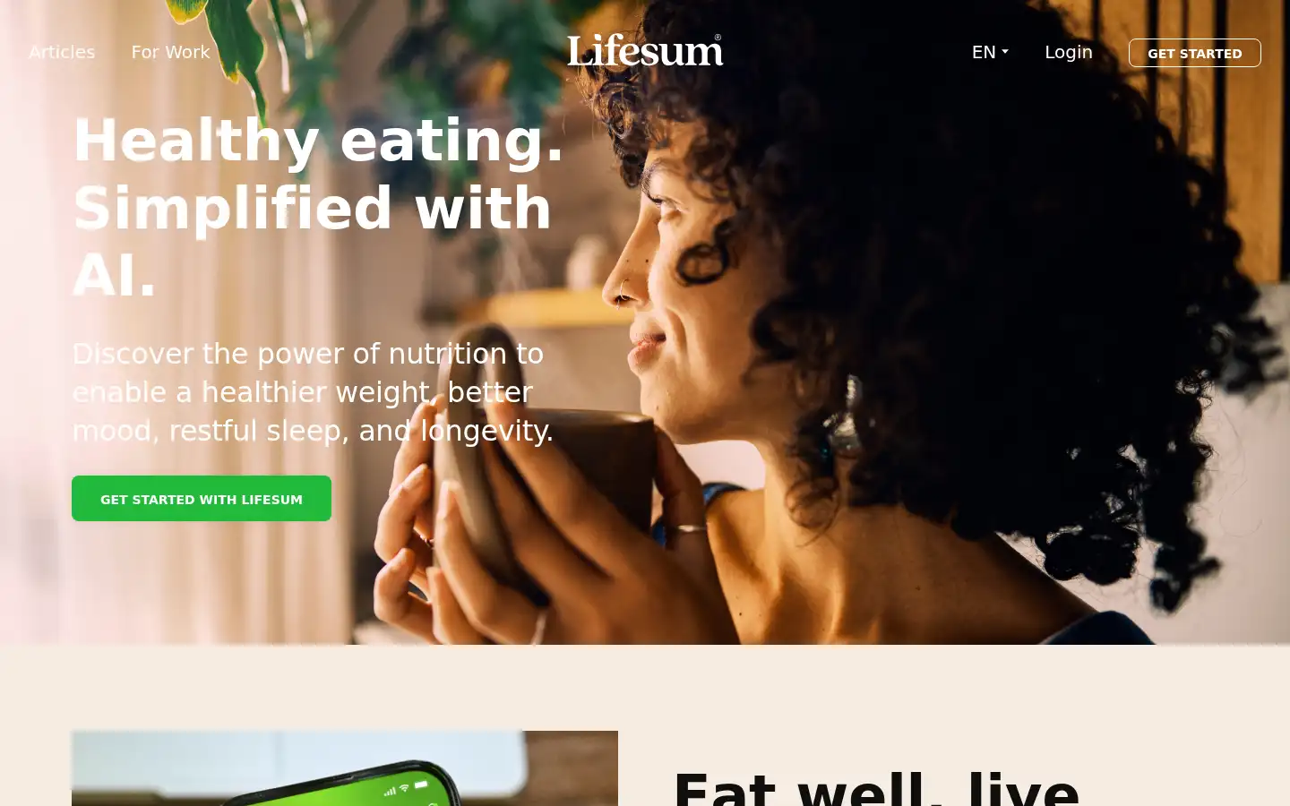 Screenshot of lifesum.com