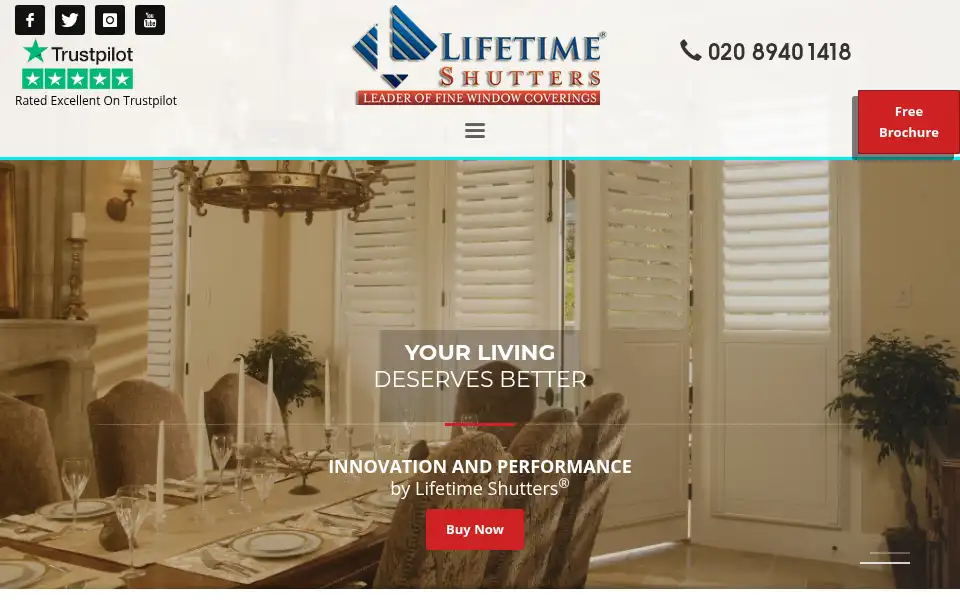 Screenshot of lifetimeshutters.co.uk