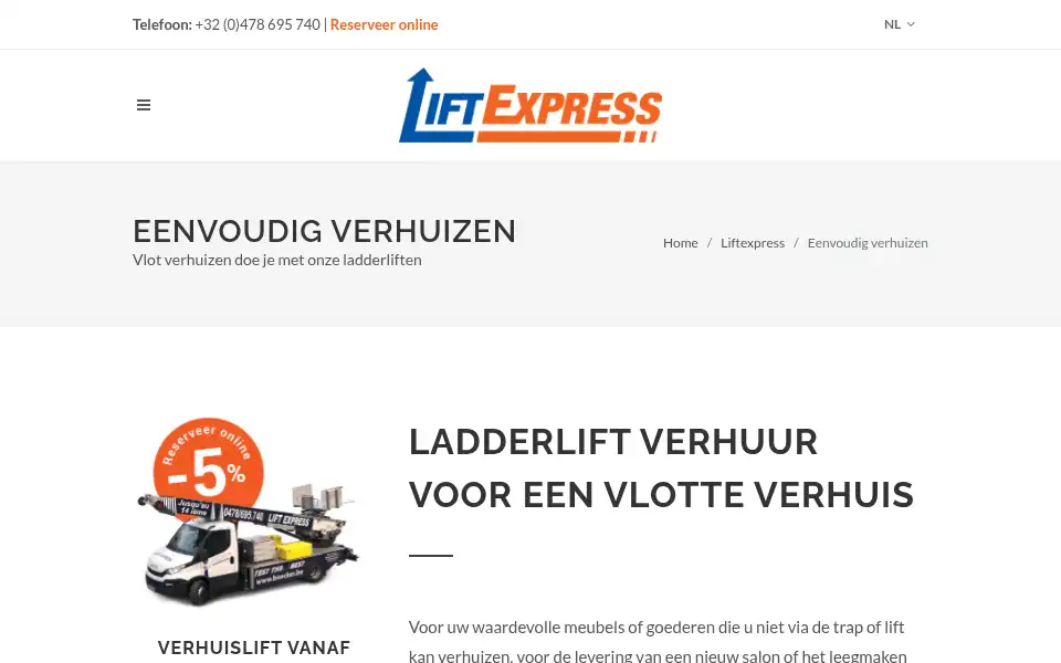Screenshot of liftexpress.be