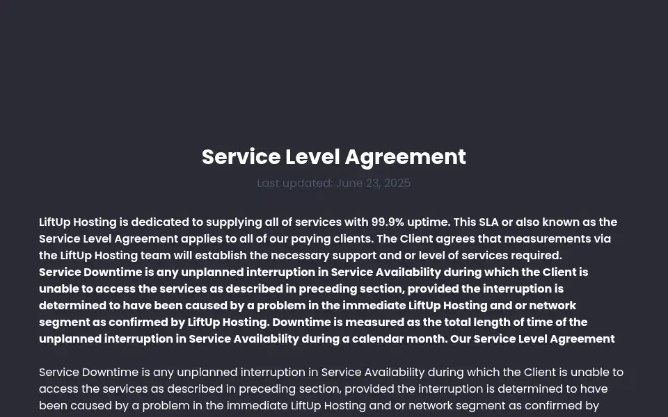 Screenshot of liftuphosting.com.au