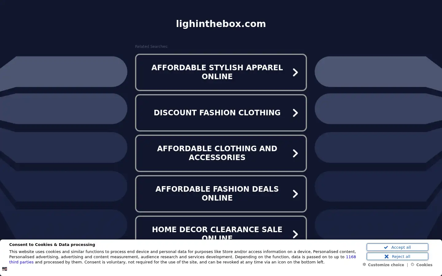 Screenshot of lighinthebox.com