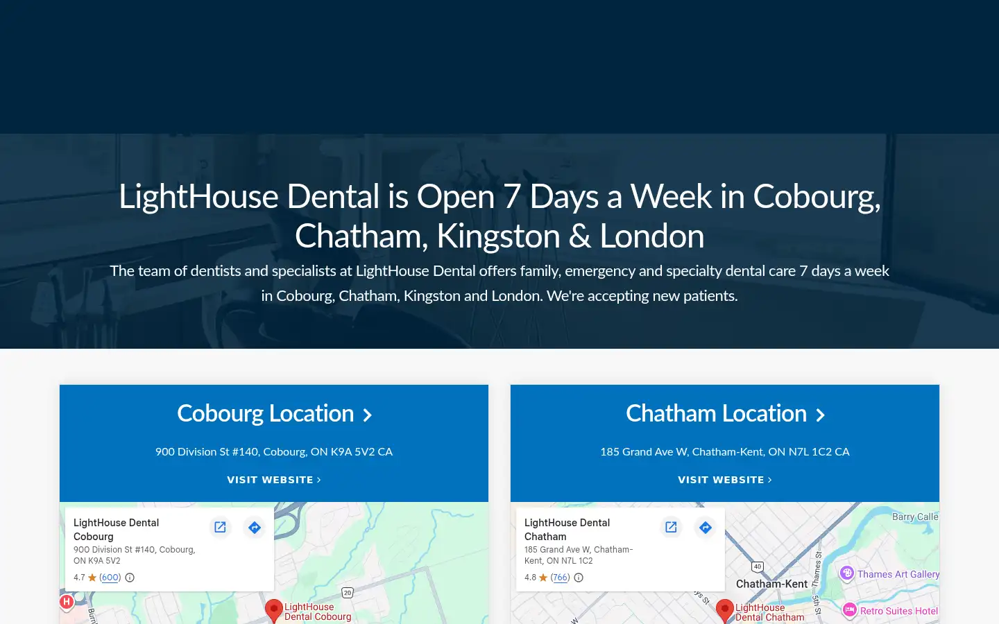 Screenshot of lighthousedental.ca