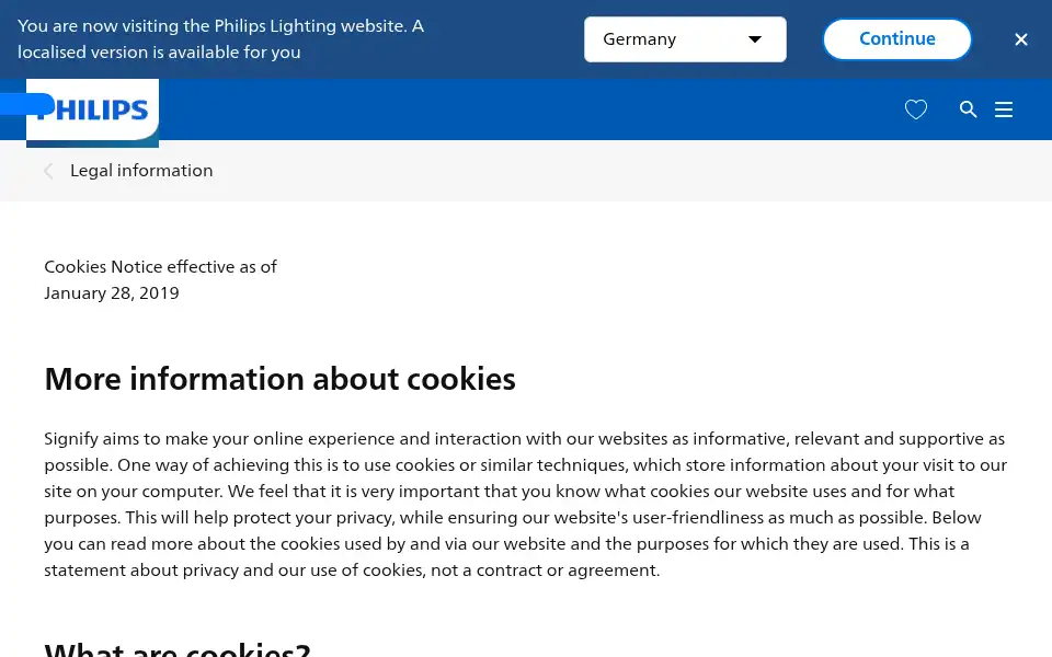 Screenshot of lighting.philips.co.uk