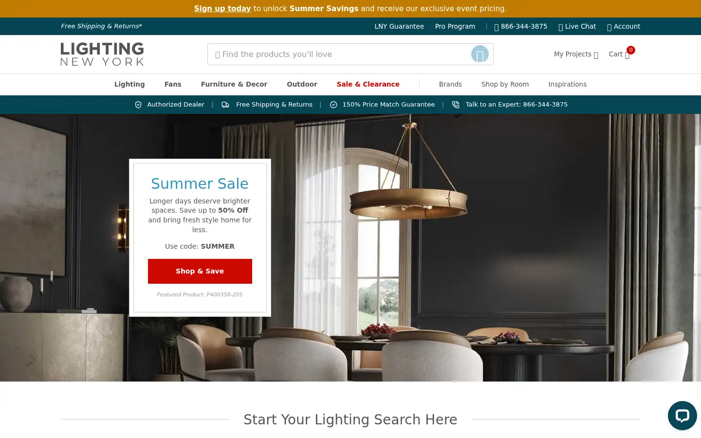 Screenshot of lightingnewyork.com