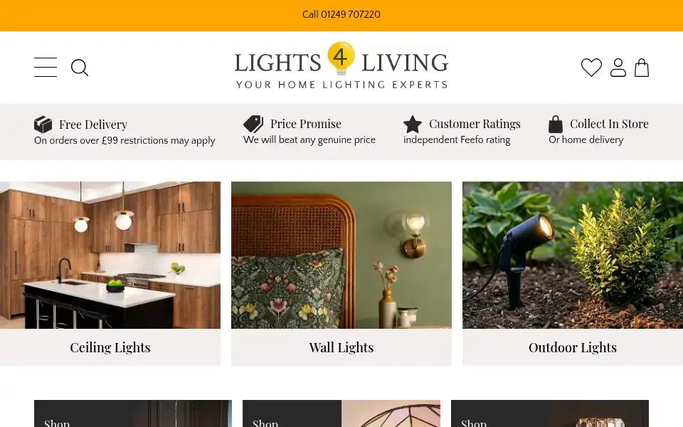 Screenshot of lights4living.com