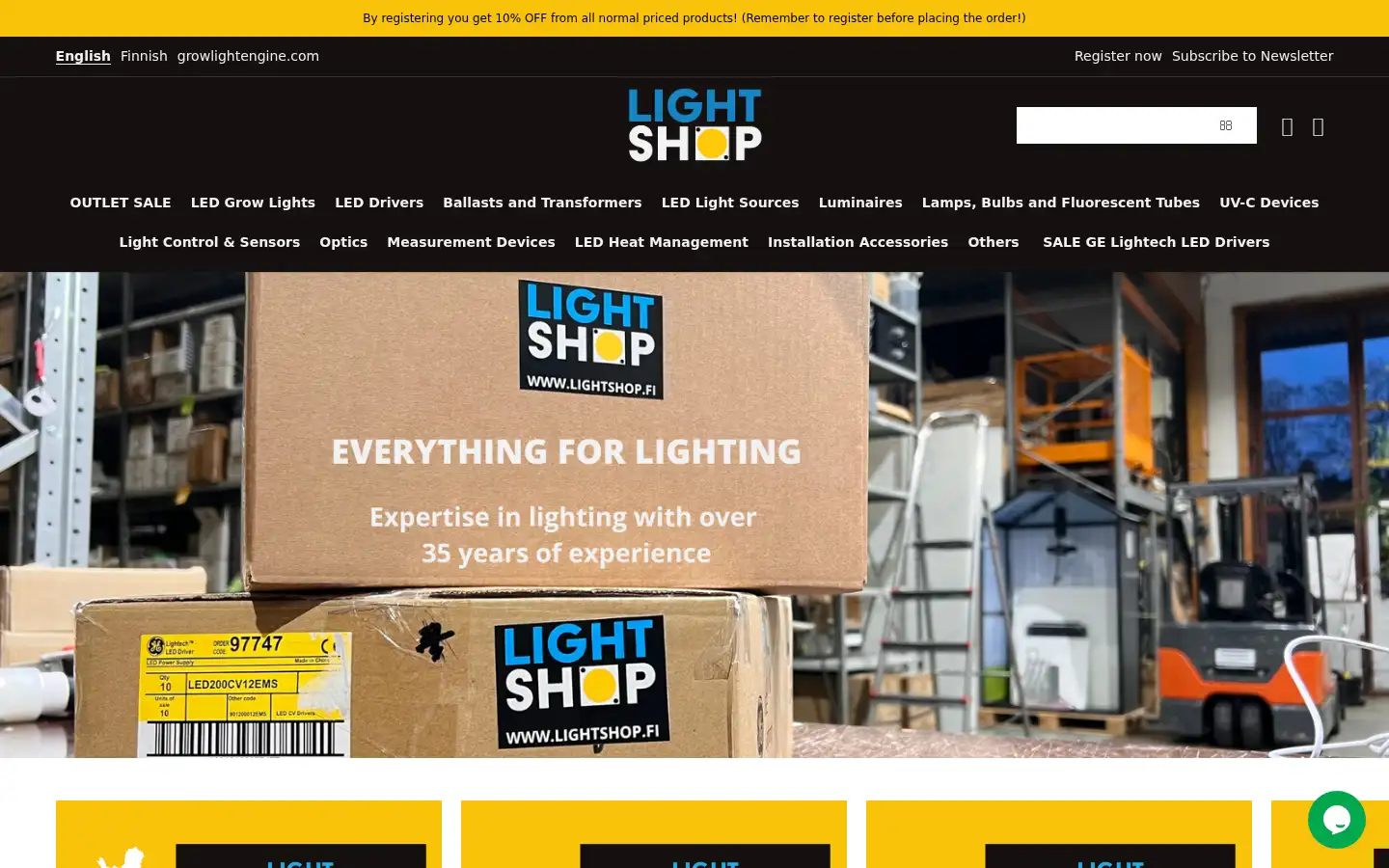 Screenshot of lightshop.fi