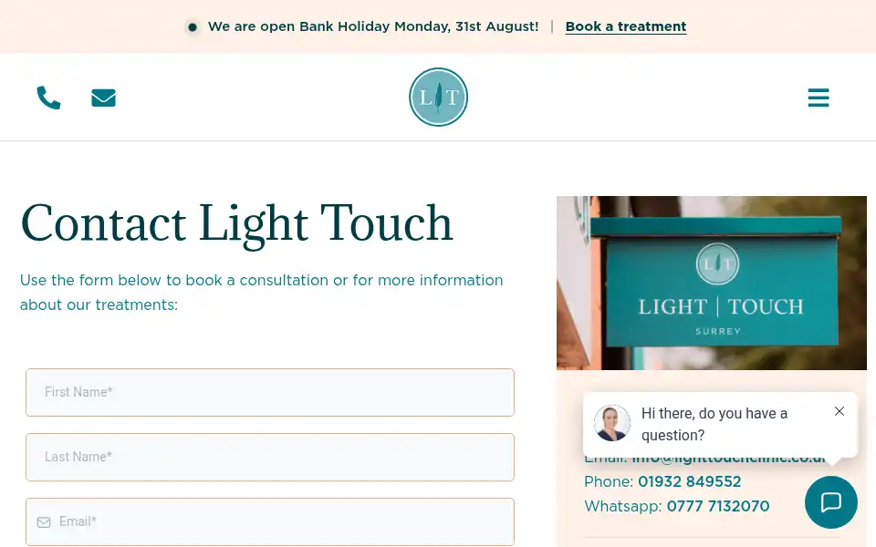 Screenshot of lighttouchclinic.co.uk