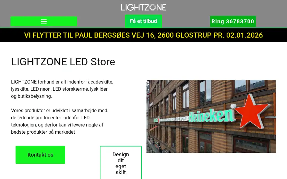 Screenshot of lightzone.dk