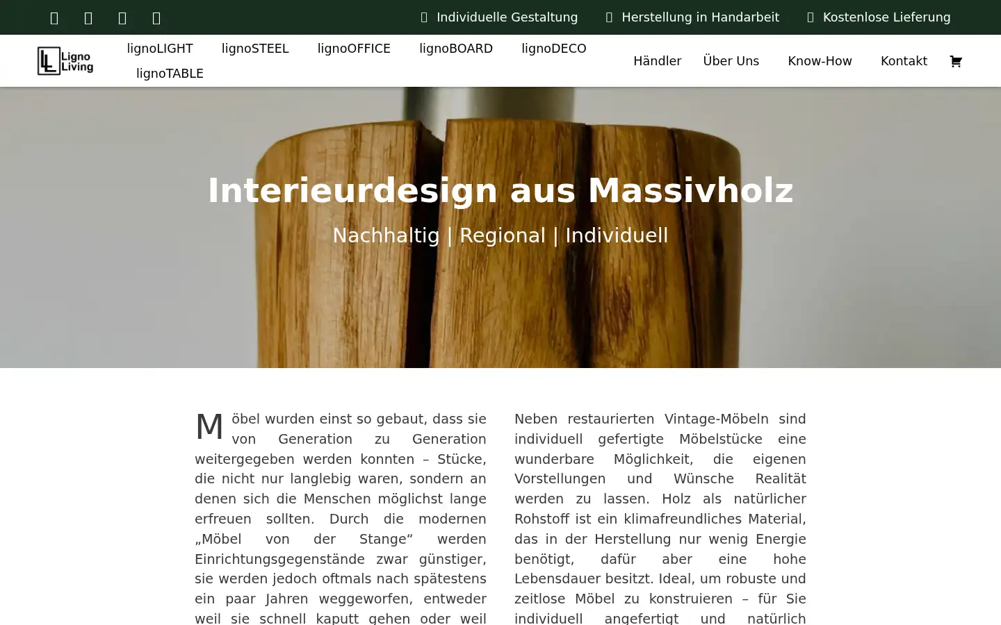 Screenshot of lignoliving.de
