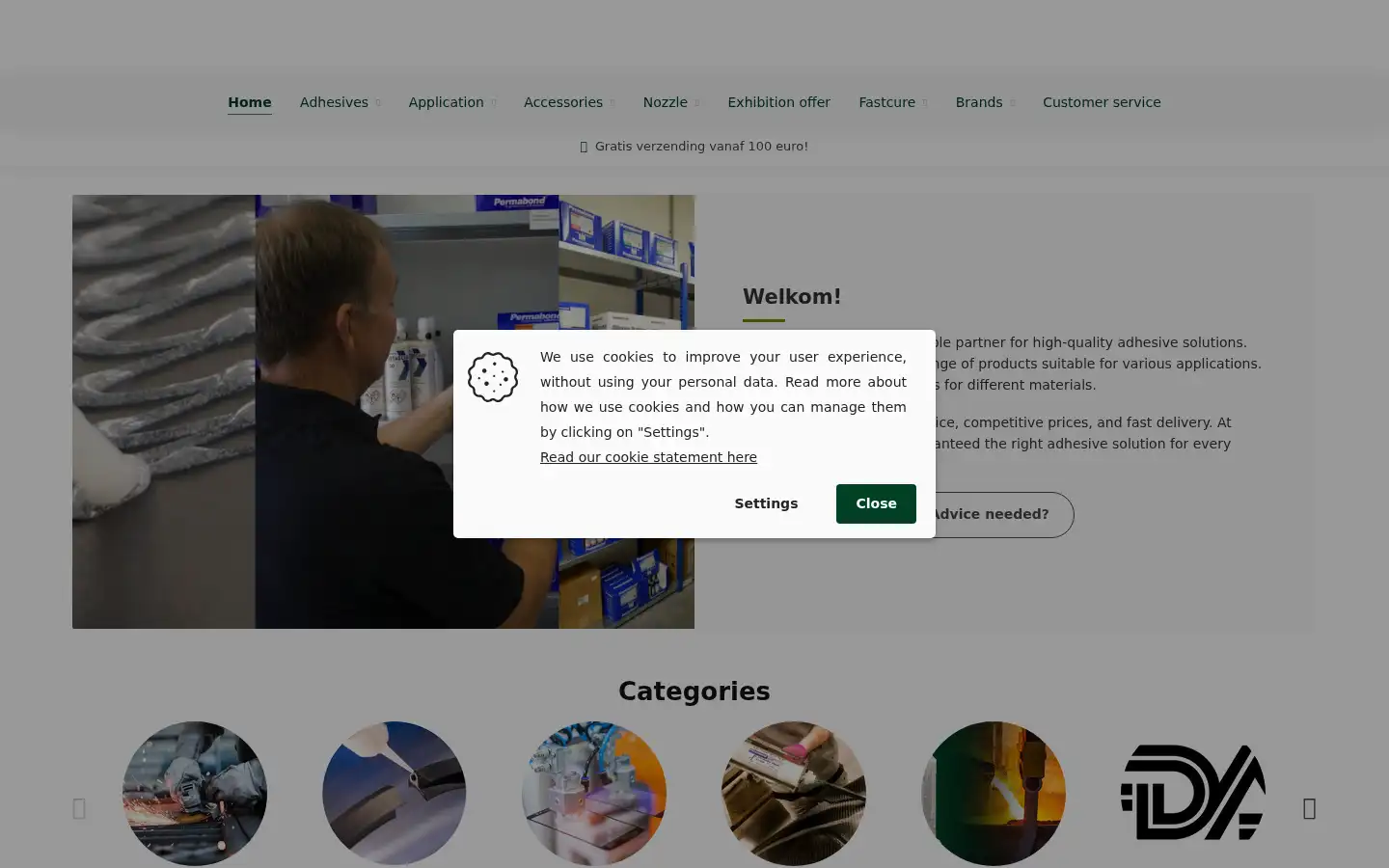 Screenshot of lijmenwinkel.nl