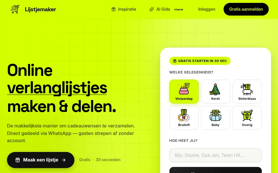 Screenshot of lijstjemaker.nl