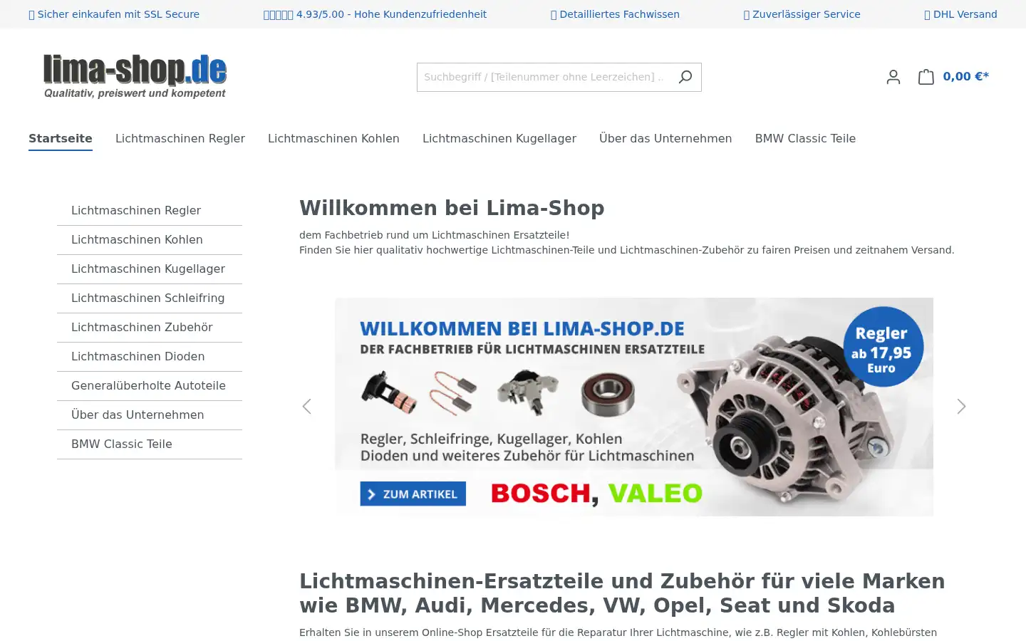 Screenshot of lima-shop.de
