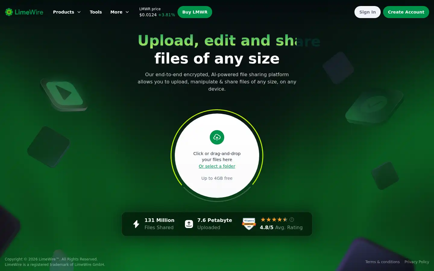 Screenshot of limewire.com