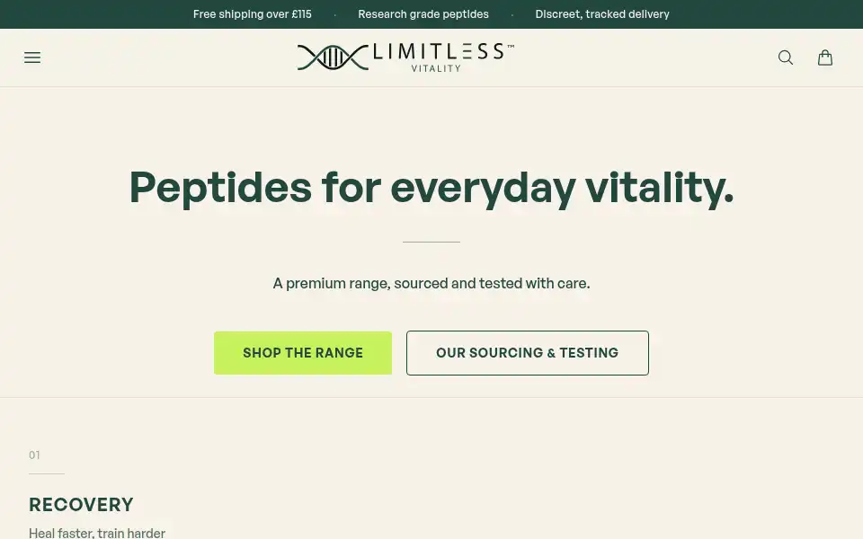 Screenshot of limitlessvitality.co.uk