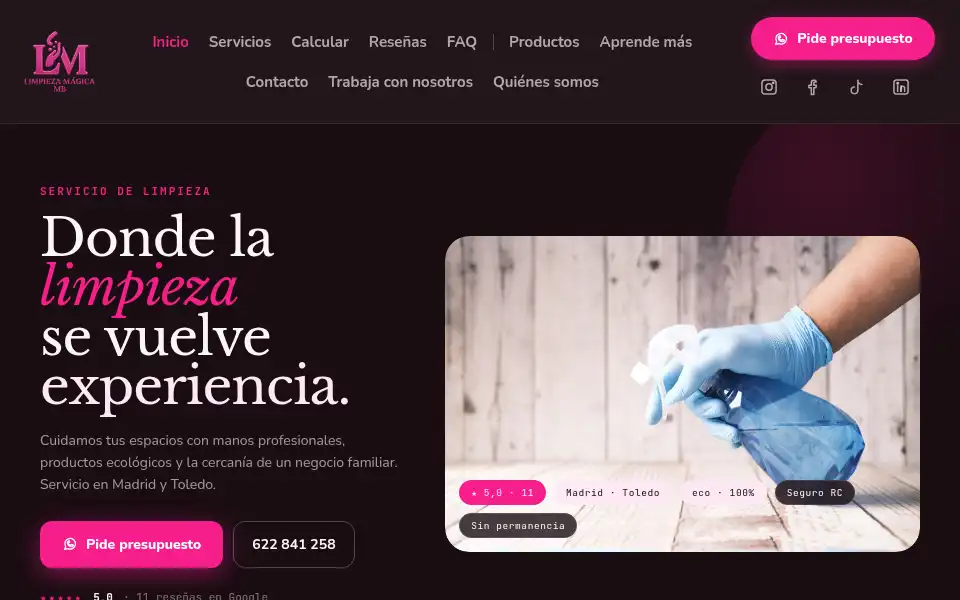 Screenshot of limpiezamagicamb.es