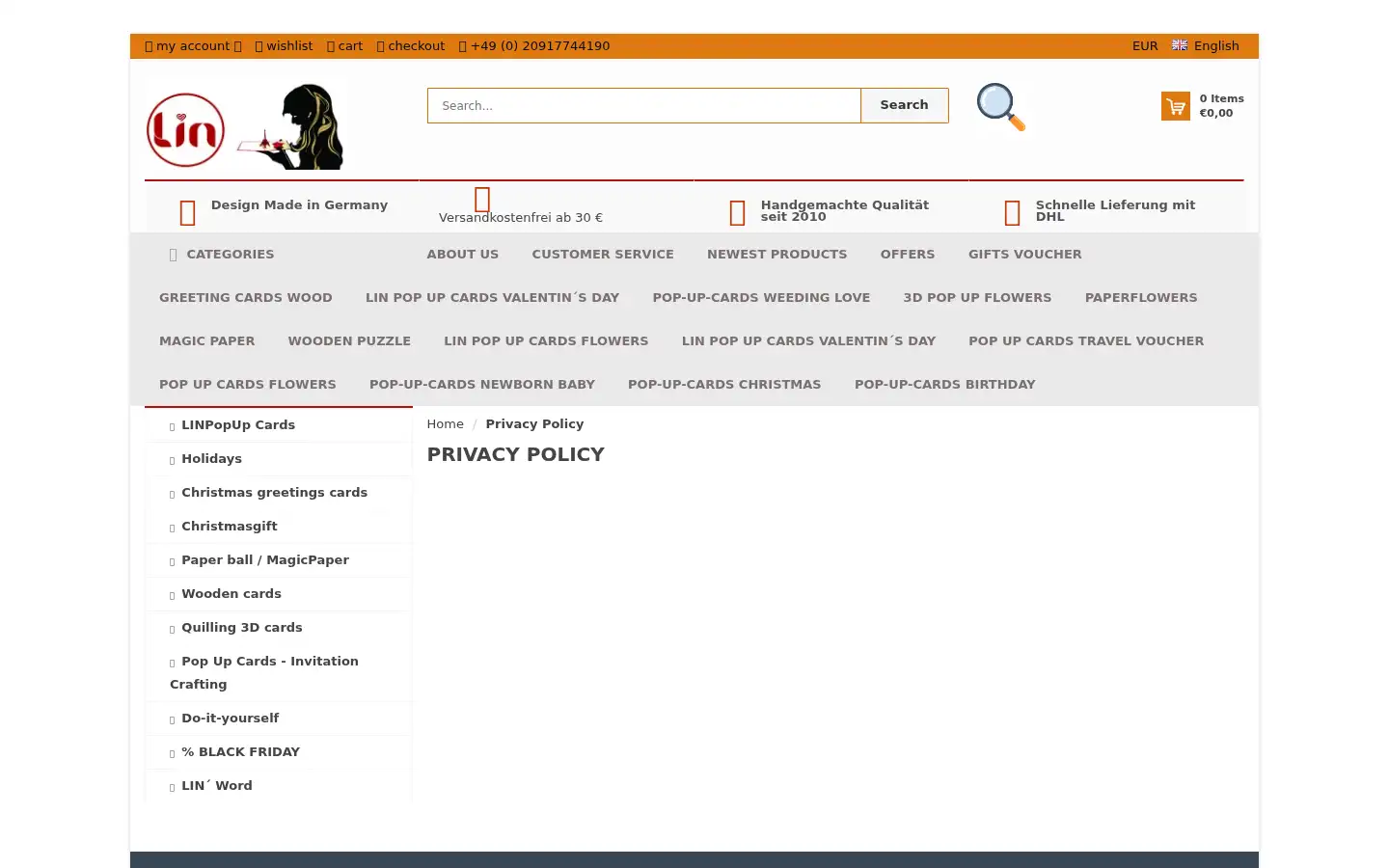 Screenshot of lin-popupkarten.de