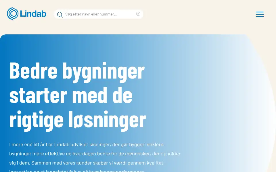 Screenshot of lindab.dk