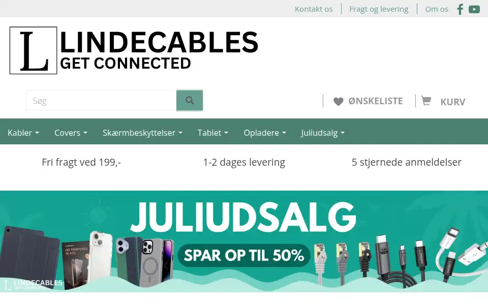Screenshot of lindecables.dk