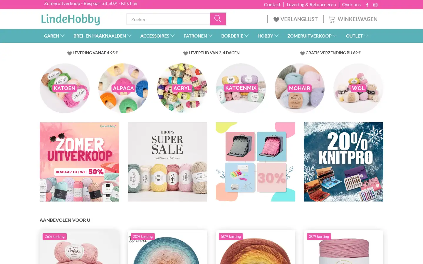 Screenshot of lindehobby.nl