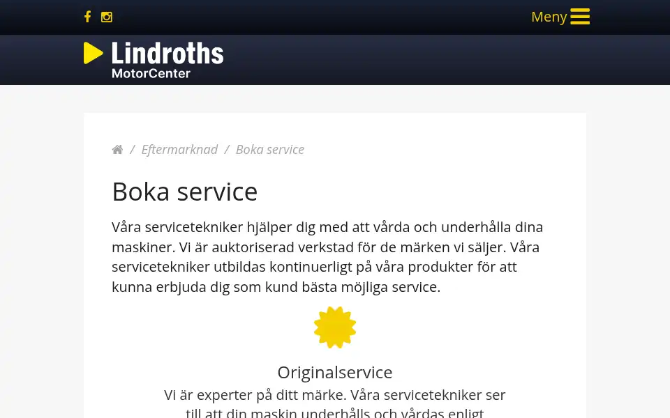 Screenshot of lindroths.se