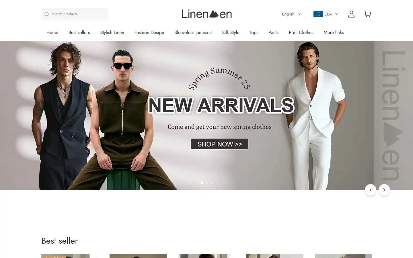 Screenshot of linenmen.com