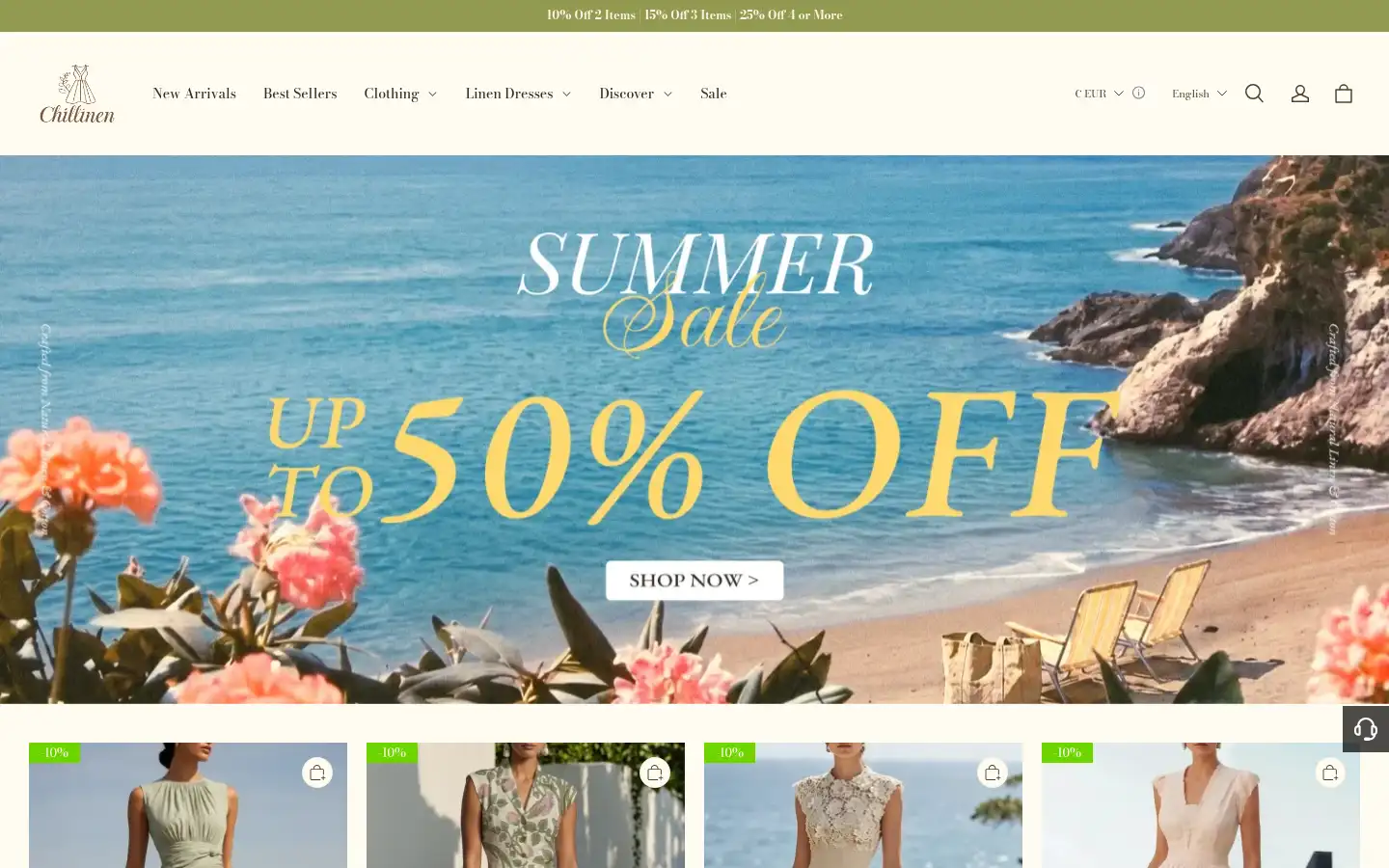 Screenshot of linenvibes.com