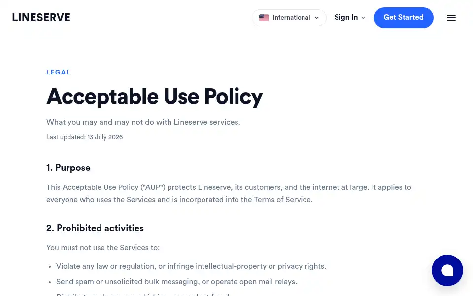 Screenshot of lineserve.net