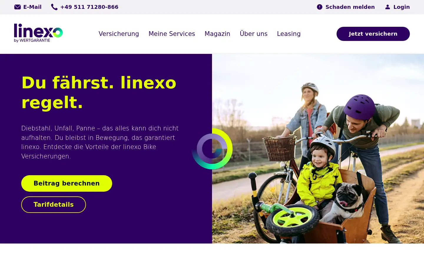 Screenshot of linexo.de