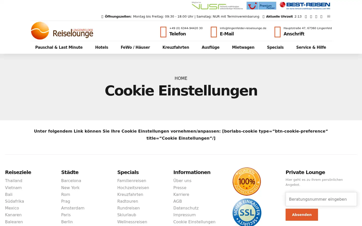 Screenshot of lingenfelder-reiselounge.de