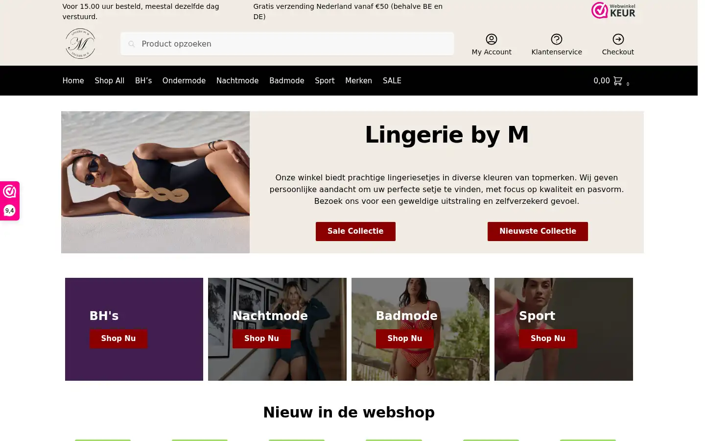 Screenshot of lingeriebym.nl