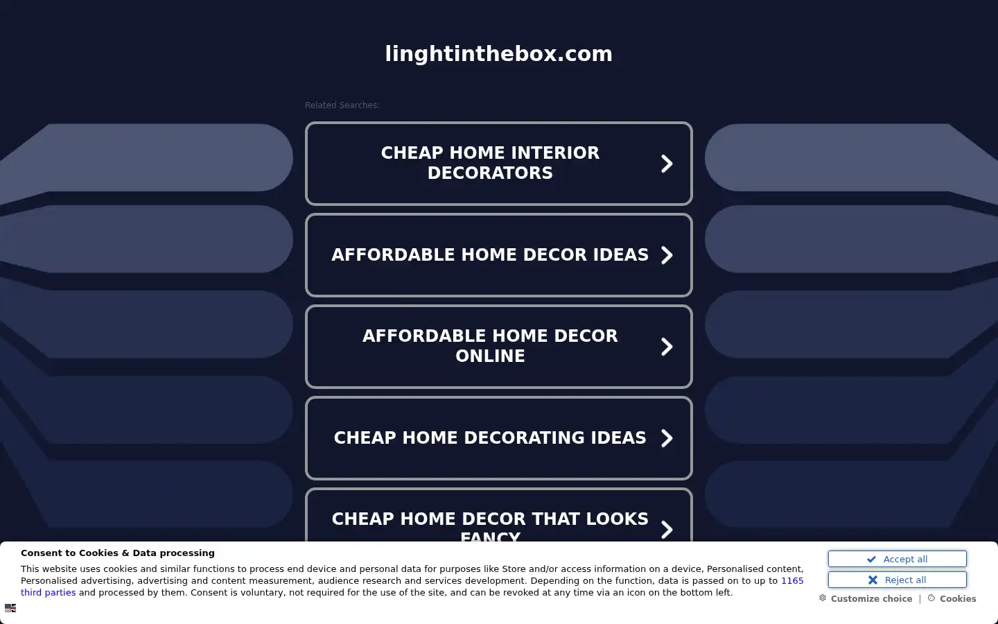 Screenshot of linghtinthebox.com