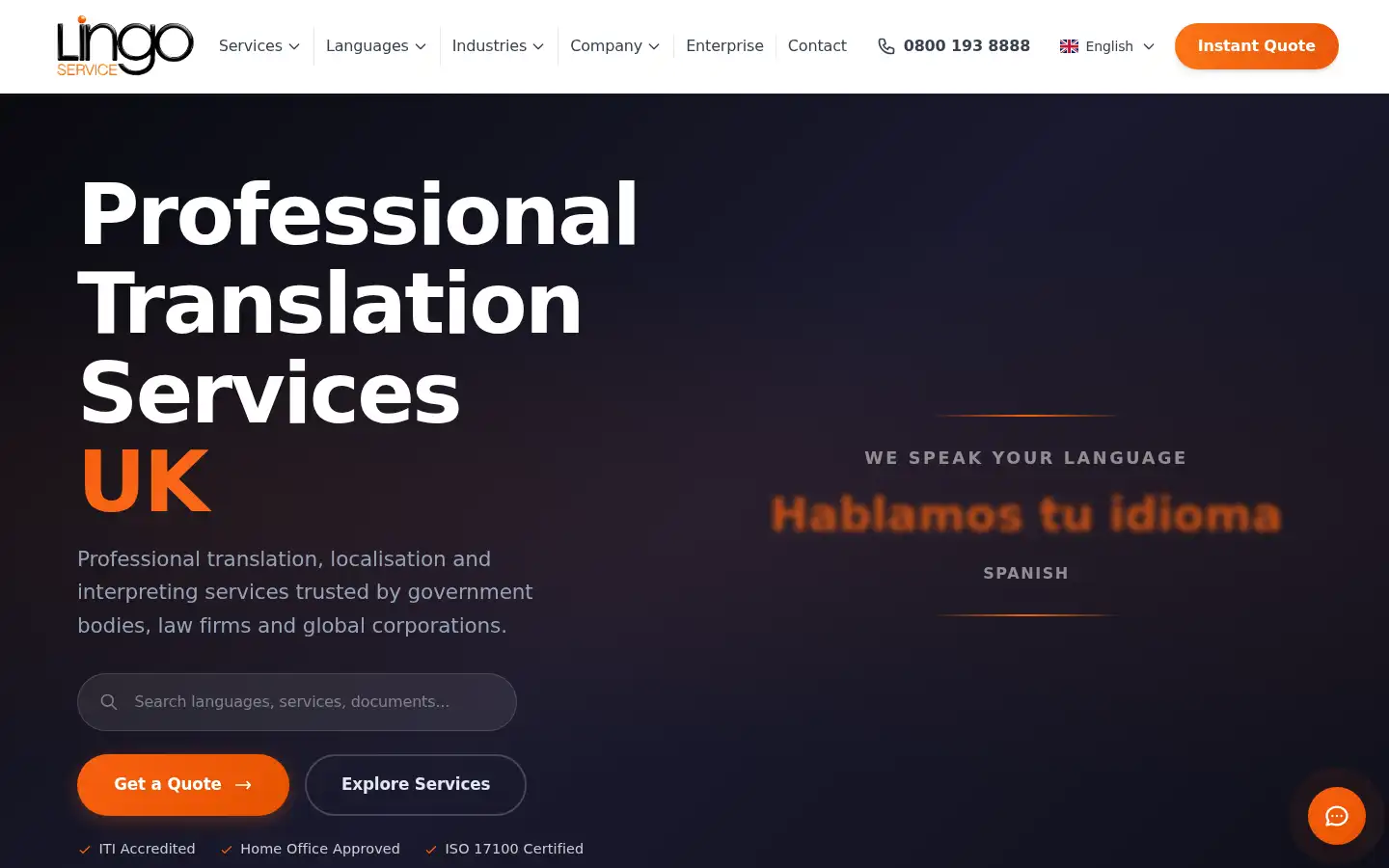 Screenshot of lingoservice.com