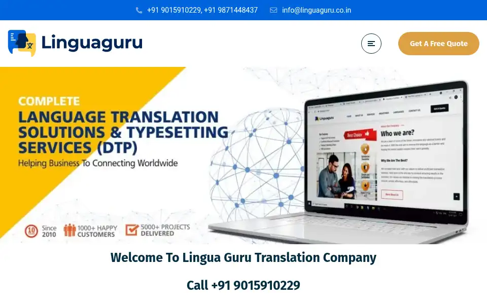 Screenshot of linguaguru.co.in