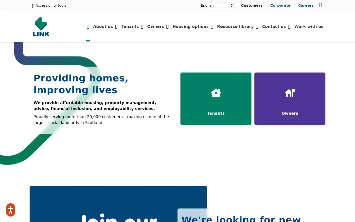 Screenshot of linkhousing.org.uk