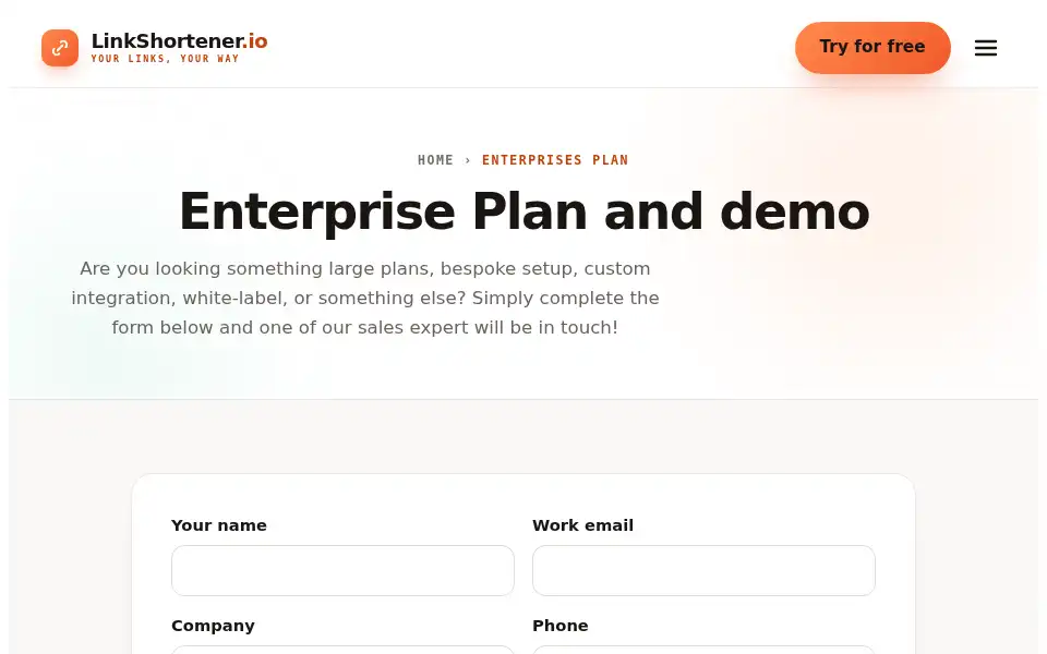 Screenshot of linkshortener.io