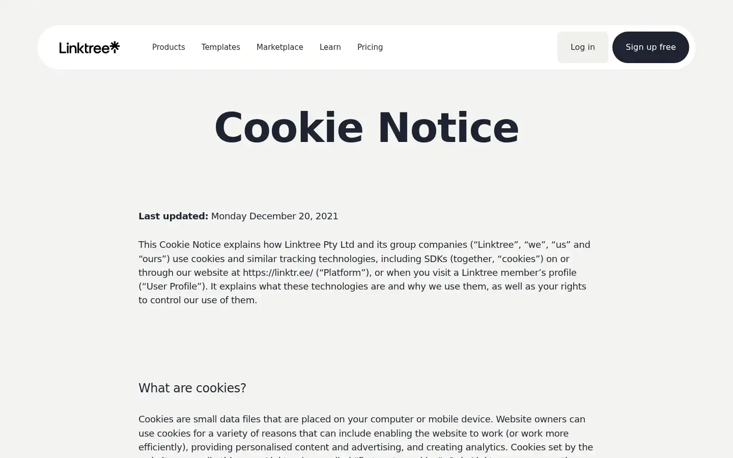 Screenshot of linktr.ee