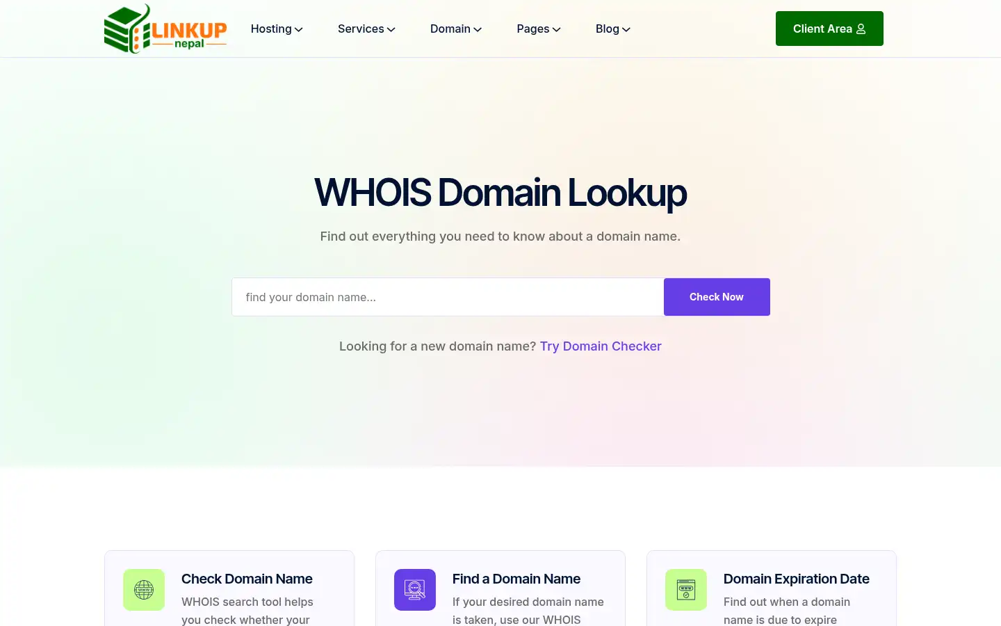 Screenshot of linkupnepal.com