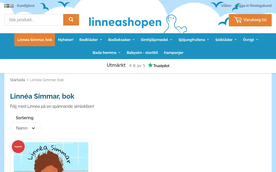 Screenshot of linneashopen.se